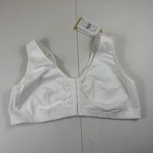 Amoena Frances White Front Closure Comfort Bra L C/D‎ NWT
